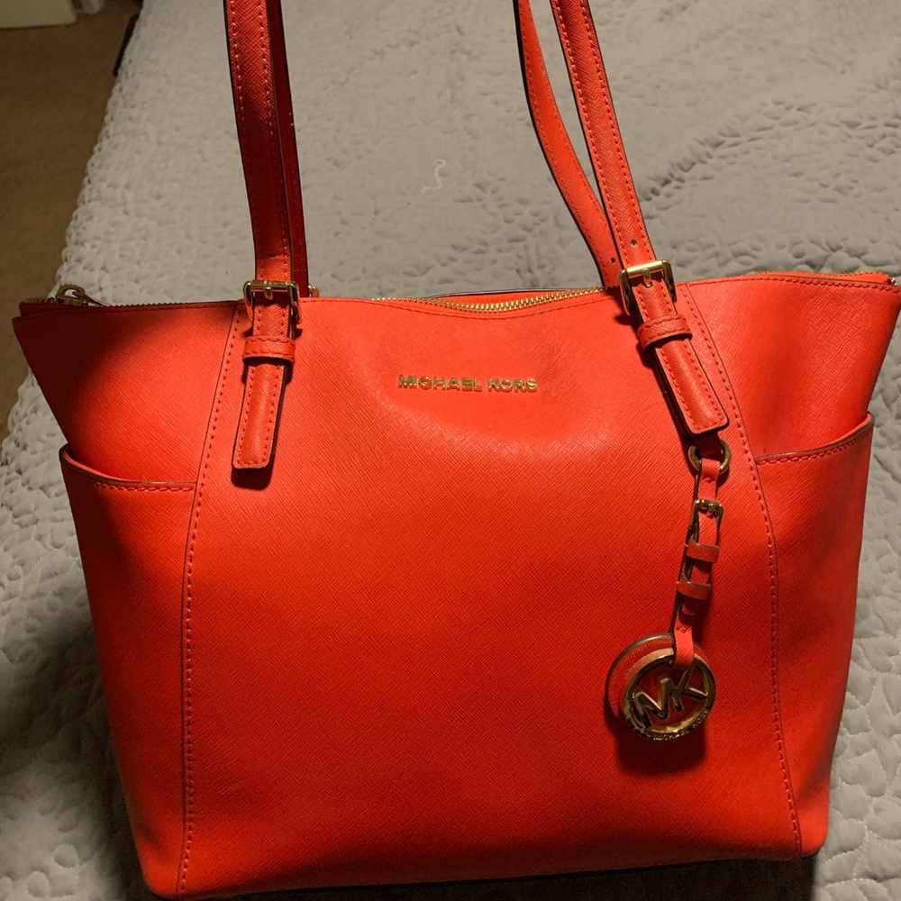 Michael Kors orange/red tote